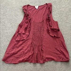 Deletta Ruffled Sleeveless Top - Rich Burgundy